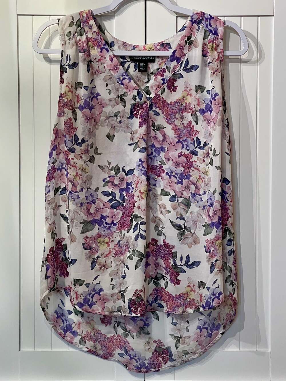 Cynthia Rowley Floral Sleeveless V-Neck High-Low Blouse Size M